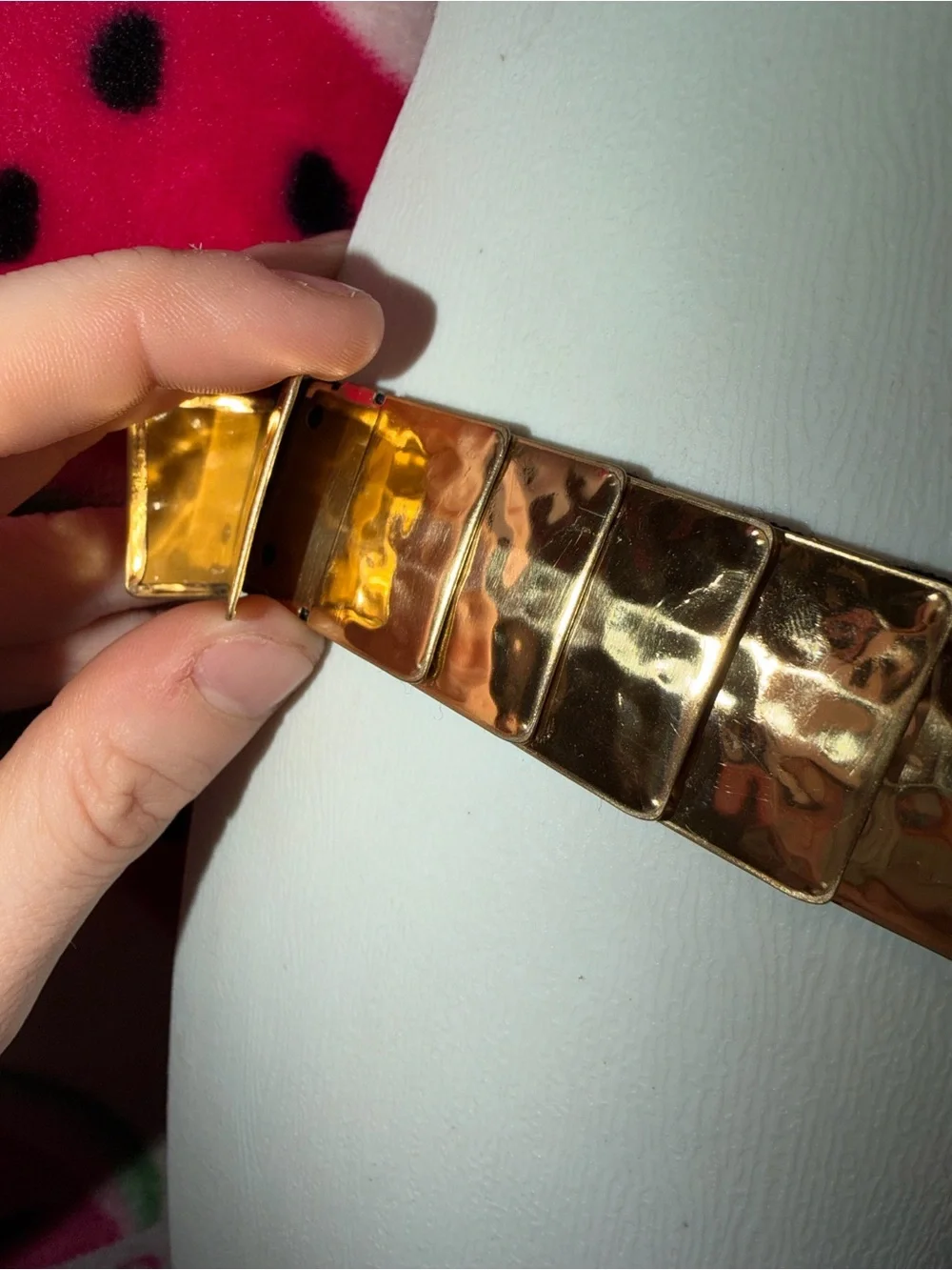 ✨ Metallic Hammered Tile Waist Belt